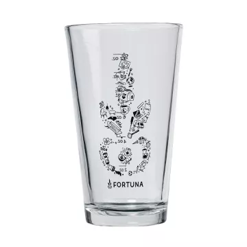 Fortuna Branded 25th Anniversary Pint Mixing Glass with Measurements - 16 oz.